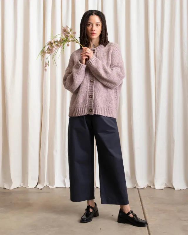 Ali Golden | Merino Crew Neck Cardigan - Muted Lilac sold by Fort