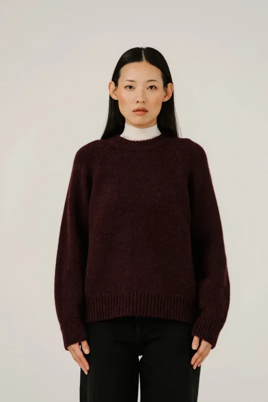 Bare Knitwear | Classic Oversized Crewneck - Deep Maroon sold by Fort