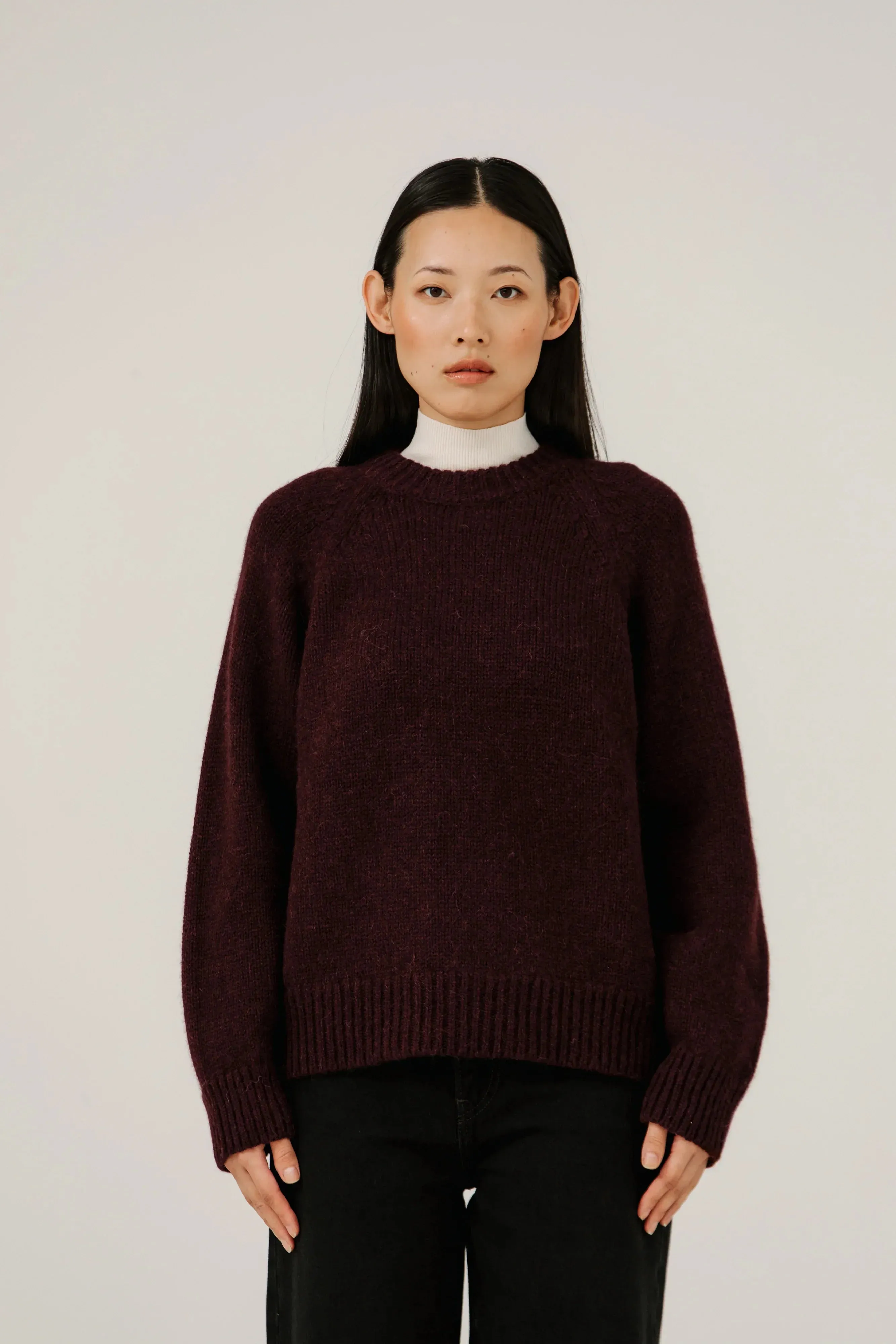 Bare Knitwear | Classic Oversized Crewneck - Deep Maroon sold by Fort