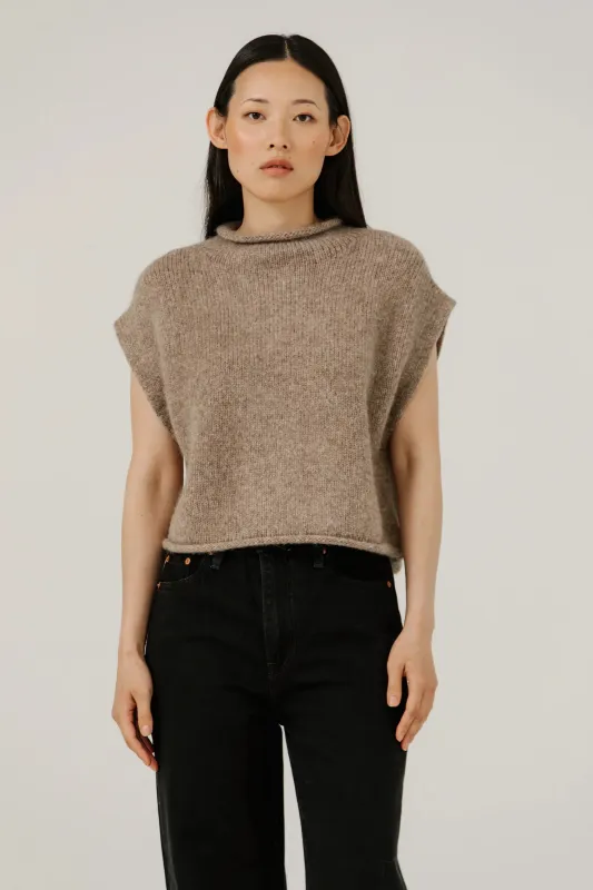 Bare Knitwear | Alpaca Iris Vest - Dark Fawn sold by Fort