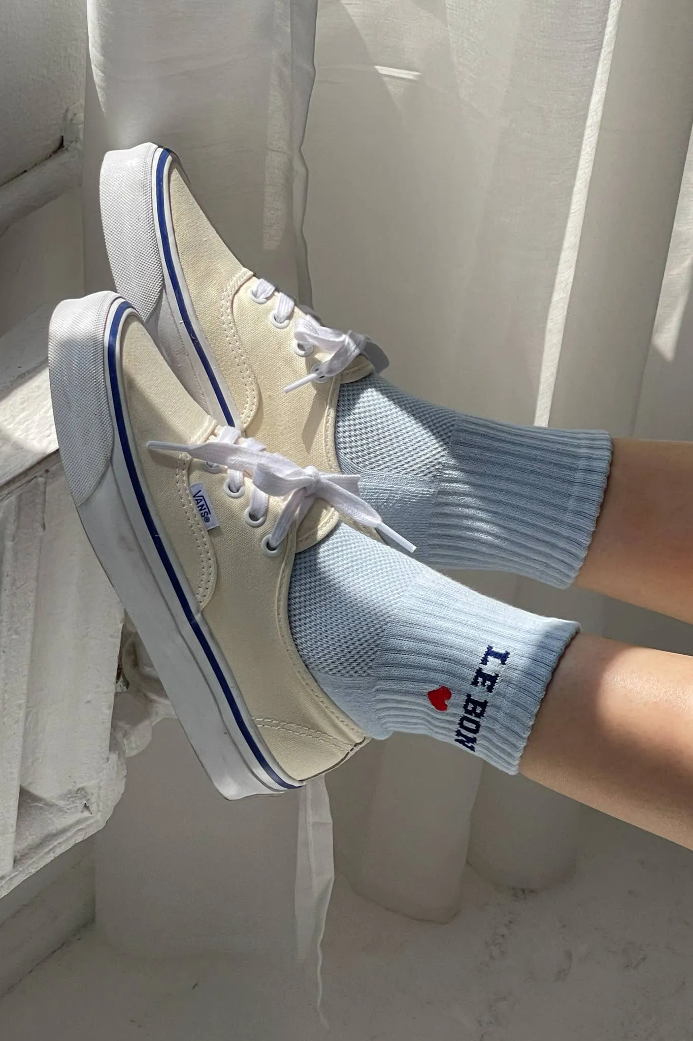 Le Bon Shoppe | Embroidered Crew Socks - Sky Blue sold by Fort product image thumbnail 4