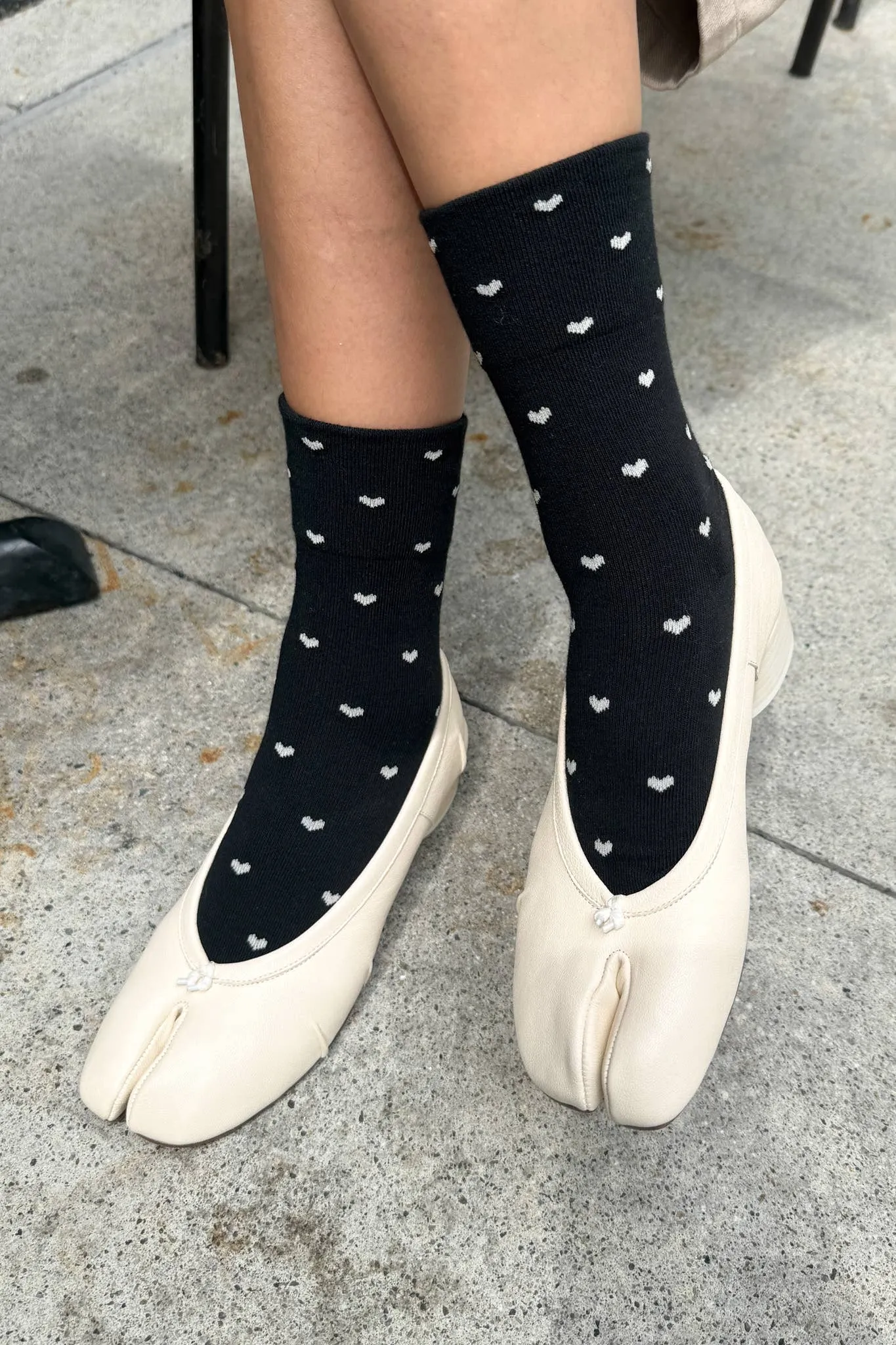 Le Bon Shoppe | Sneaker Socks: Heart - Black / Cream sold by Fort product image thumbnail 3