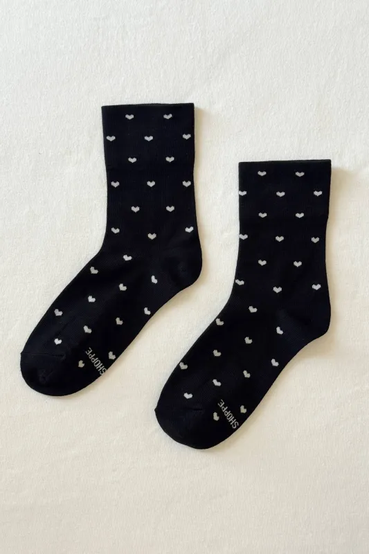 Le Bon Shoppe | Sneaker Socks: Heart - Black / Cream made by Le Bon Shoppe