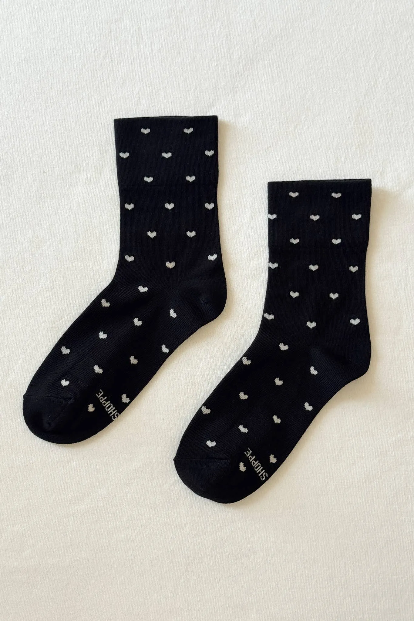 Le Bon Shoppe | Sneaker Socks: Heart - Black / Cream sold by Fort