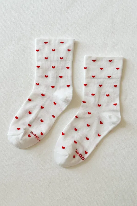 Le Bon Shoppe | Sneaker Socks: Heart - White / Red sold by Fort