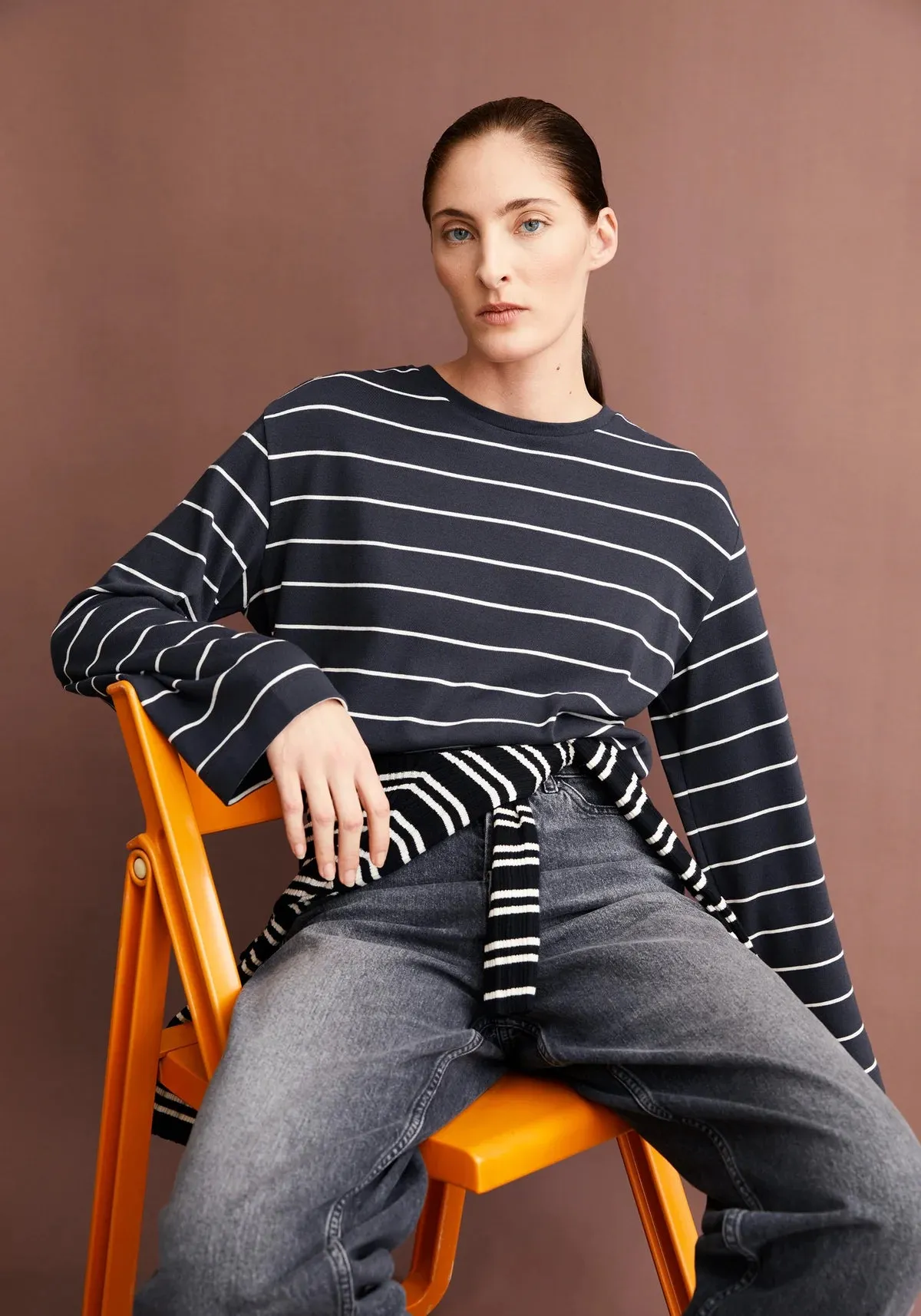 ARMEDANGELS | Marynaa Fine Striped Shirt - Dark Steel / Oatmilk sold by Fort product image thumbnail 2