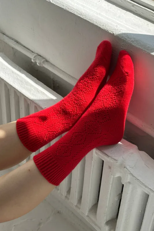 Le Bon Shoppe | Cashmere Pointelle Socks - Red sold by Fort