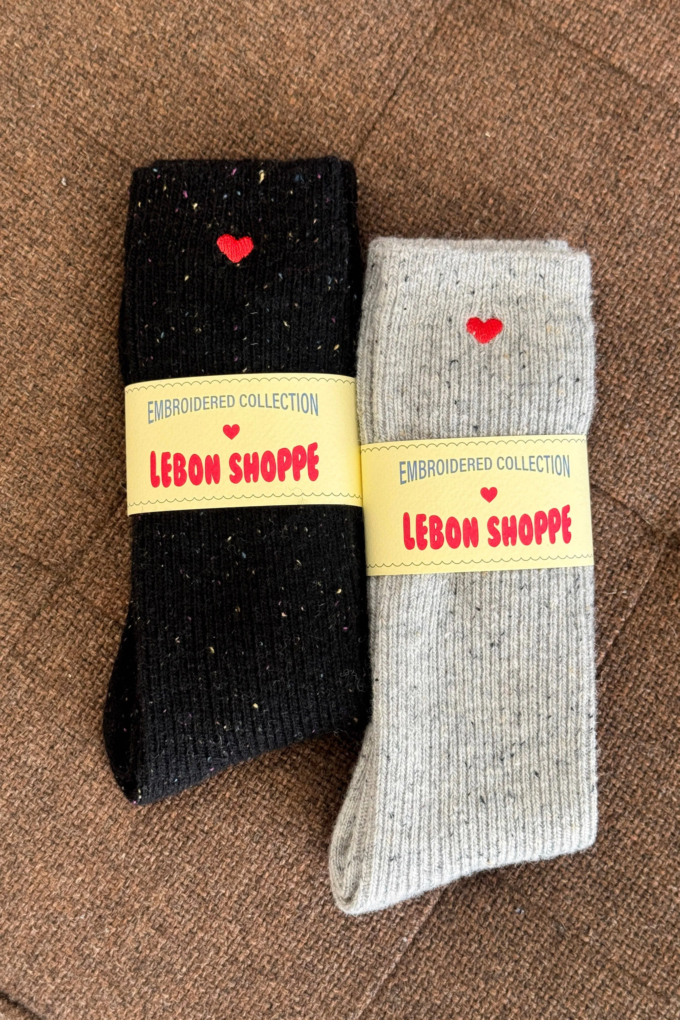 Le Bon Shoppe | Embroidered Snow Socks - Cookies and Cream & Heart sold by Fort product image thumbnail 4