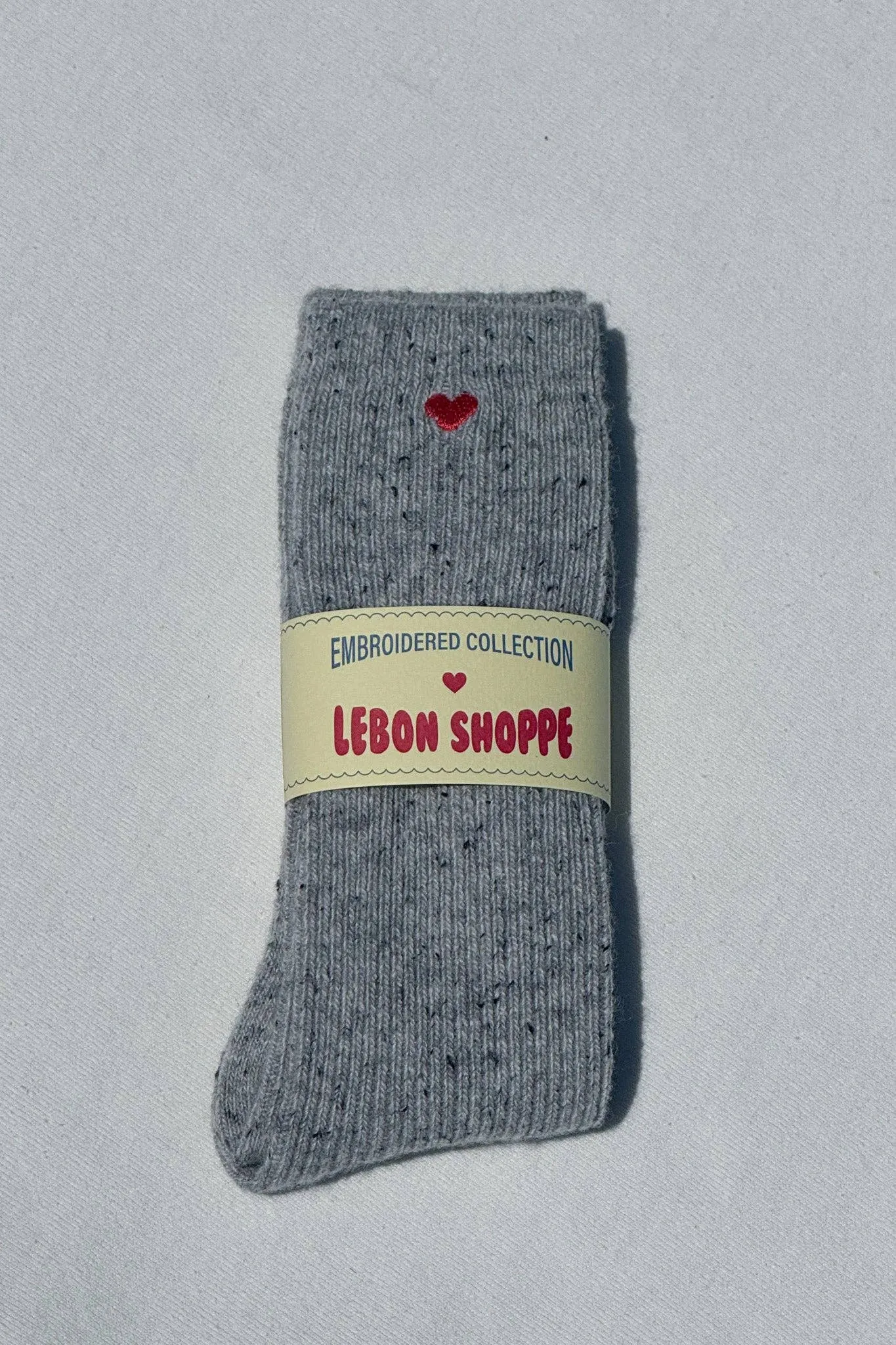 Le Bon Shoppe | Embroidered Snow Socks - Cookies and Cream & Heart sold by Fort product image thumbnail 5