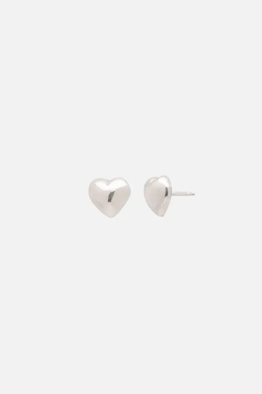 Kara Yoo | Puffy Heart studs - Silver made by Kara Yoo
