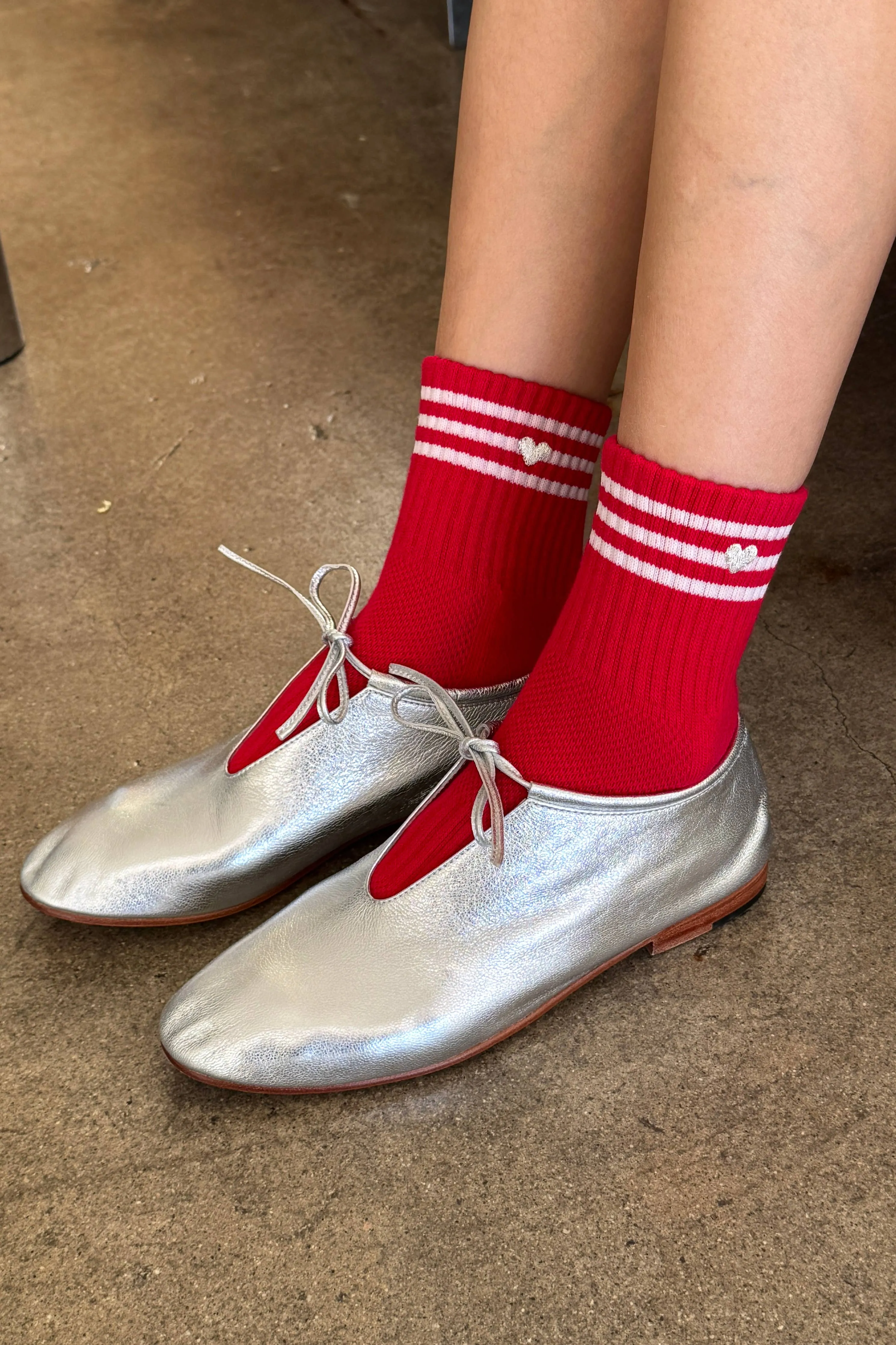 Le Bon Shoppe | Embroidered Girlfriend Socks - Scarlet sold by Fort product image thumbnail 3