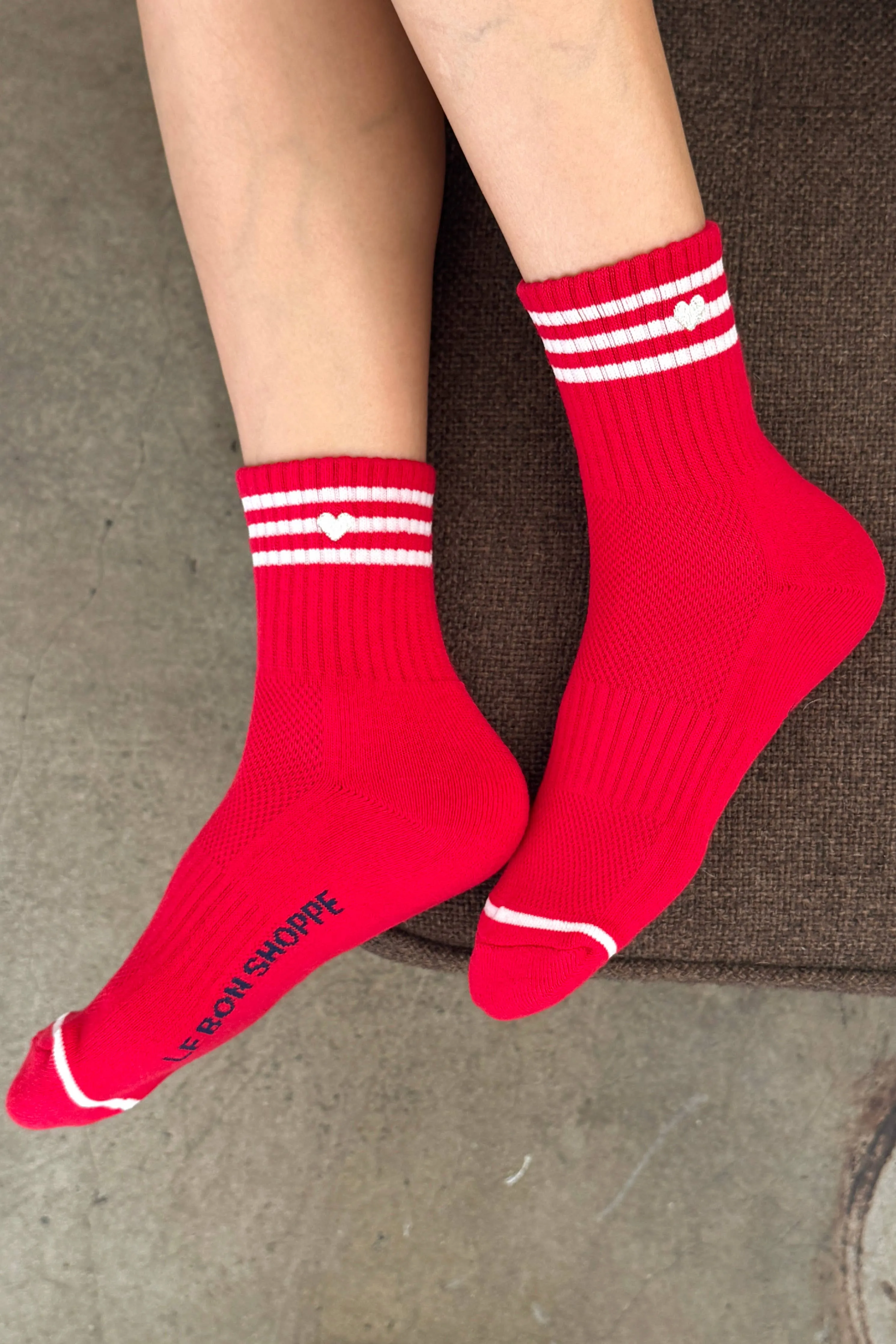 Le Bon Shoppe | Embroidered Girlfriend Socks - Scarlet sold by Fort