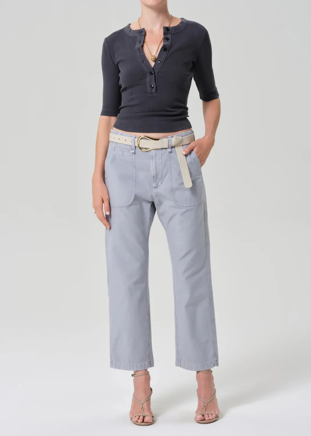 Citizens of Humanity | Nali Short Sleeve Henley - Charcoal Mineral sold by Fort product image thumbnail 4