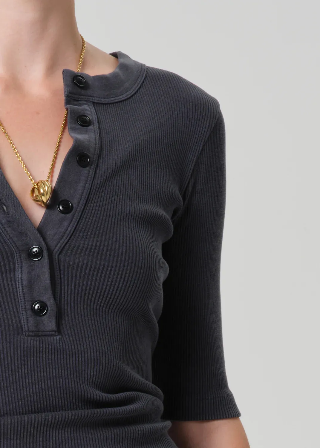 Citizens of Humanity | Nali Short Sleeve Henley - Charcoal Mineral sold by Fort product image thumbnail 3