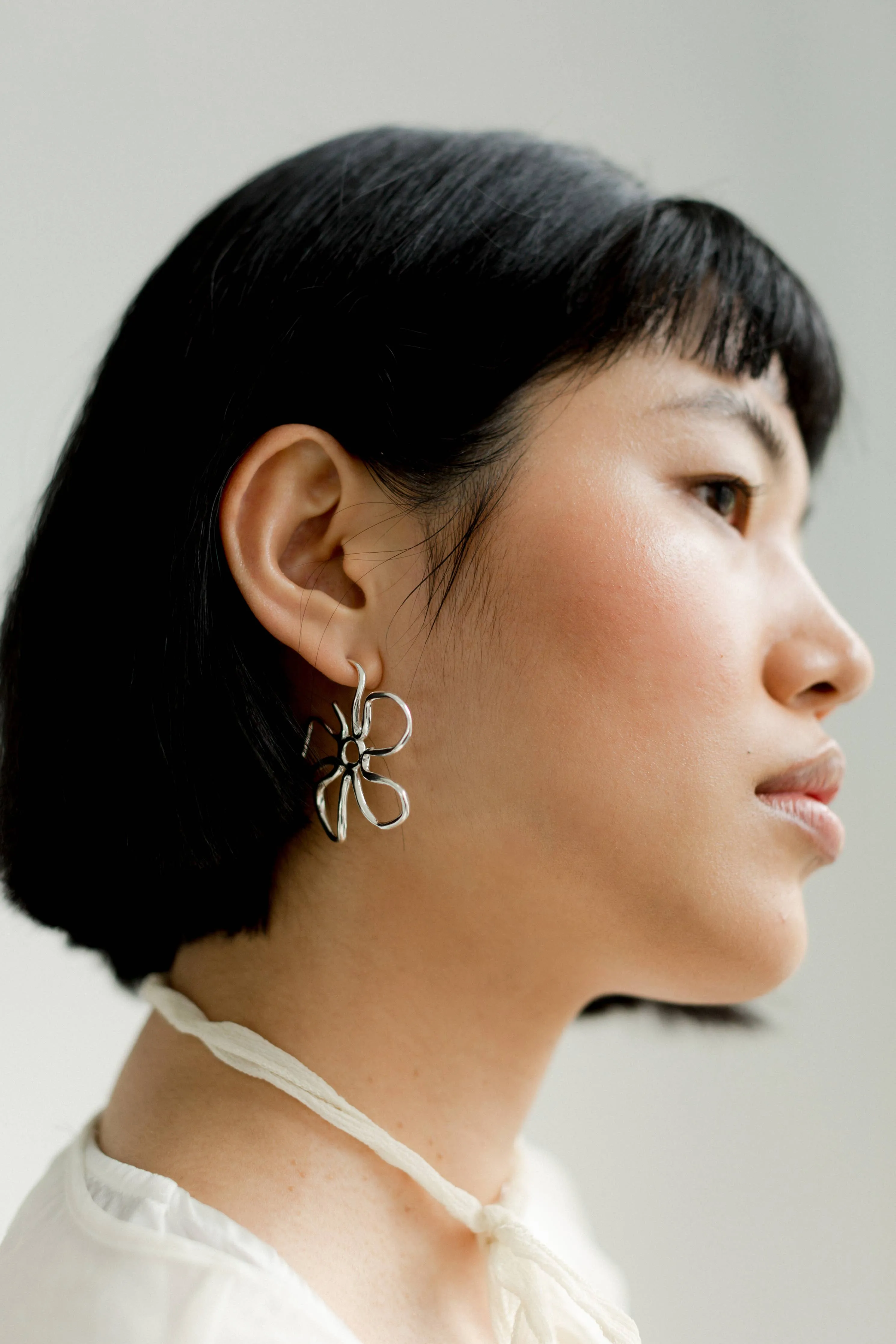 Kara Yoo | Flora Large Hoops - Silver sold by Fort product image thumbnail 2