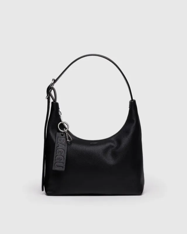 Baggu | Mini Recycled Leather Shoulder Bag - Black made by BAGGU