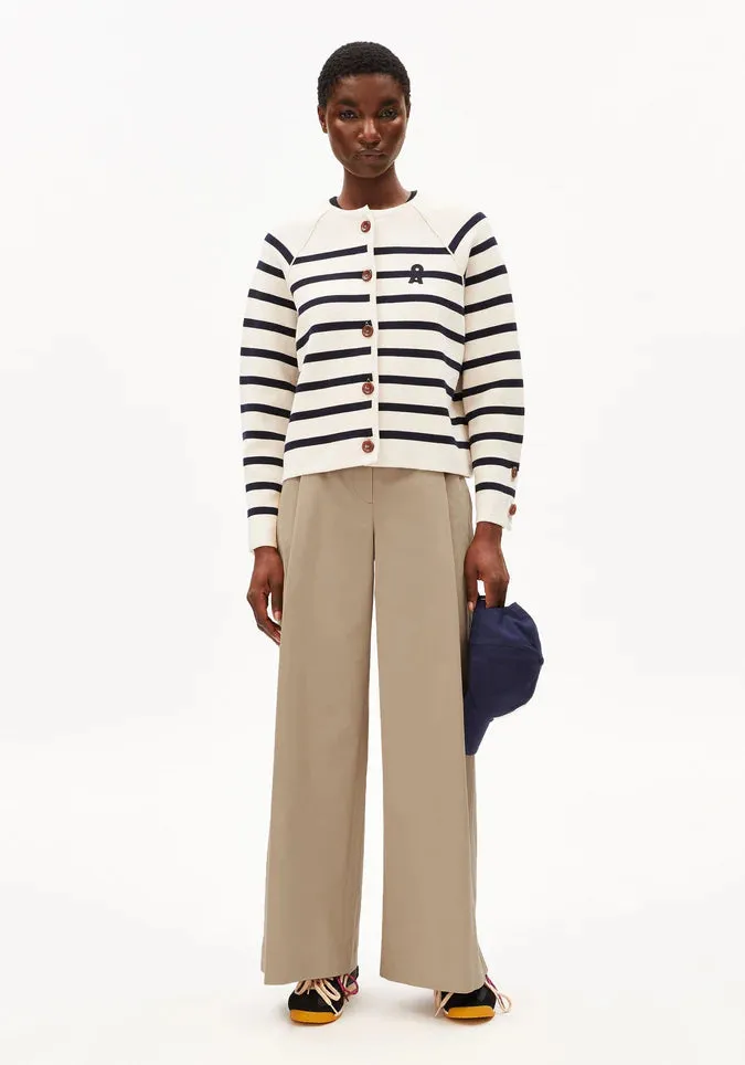 ARMEDANGELS | Placed Stripe Knit Cardigan - Oatmilk/Night Sky sold by Fort product image thumbnail 5