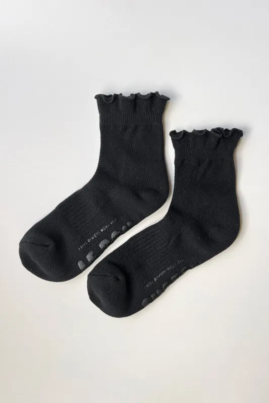Le Bon Shoppe | Ruffled Hugger Crew Socks - Black made by Le Bon Shoppe