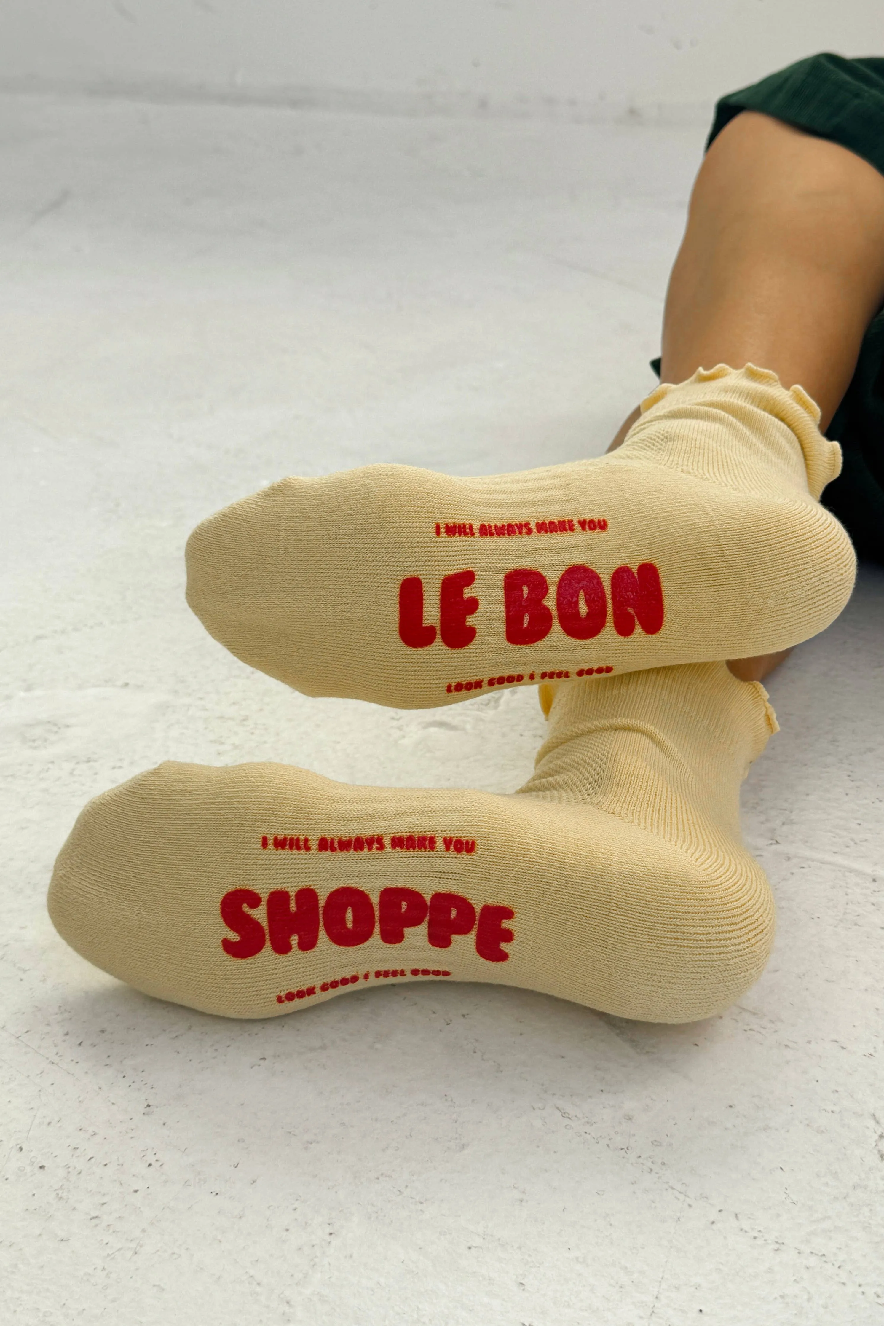 Le Bon Shoppe | Ruffled Hugger Crew Socks - Banana Cream / Red sold by Fort product image thumbnail 3