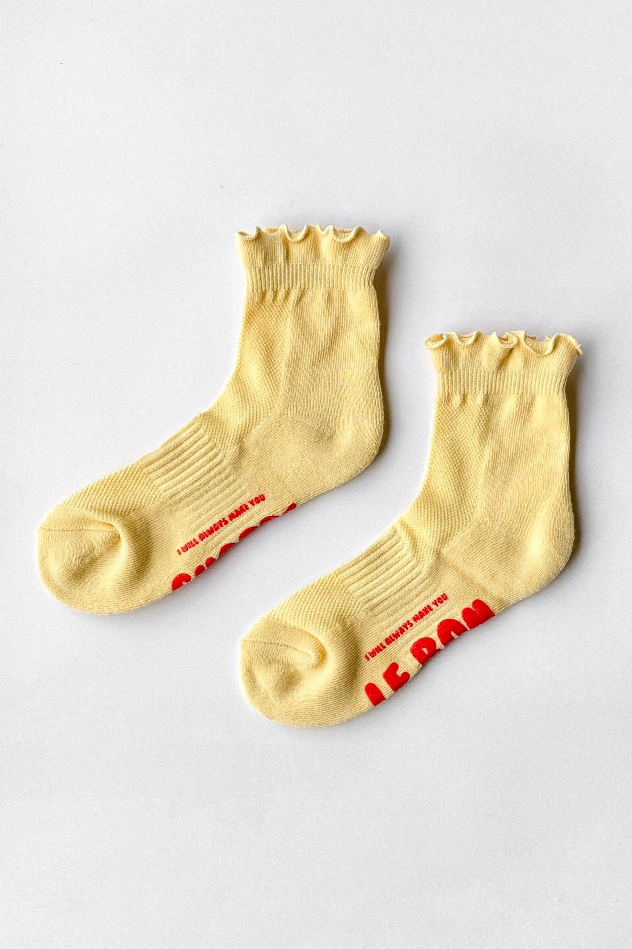 Le Bon Shoppe | Ruffled Hugger Crew Socks - Banana Cream / Red sold by Fort product image thumbnail 2