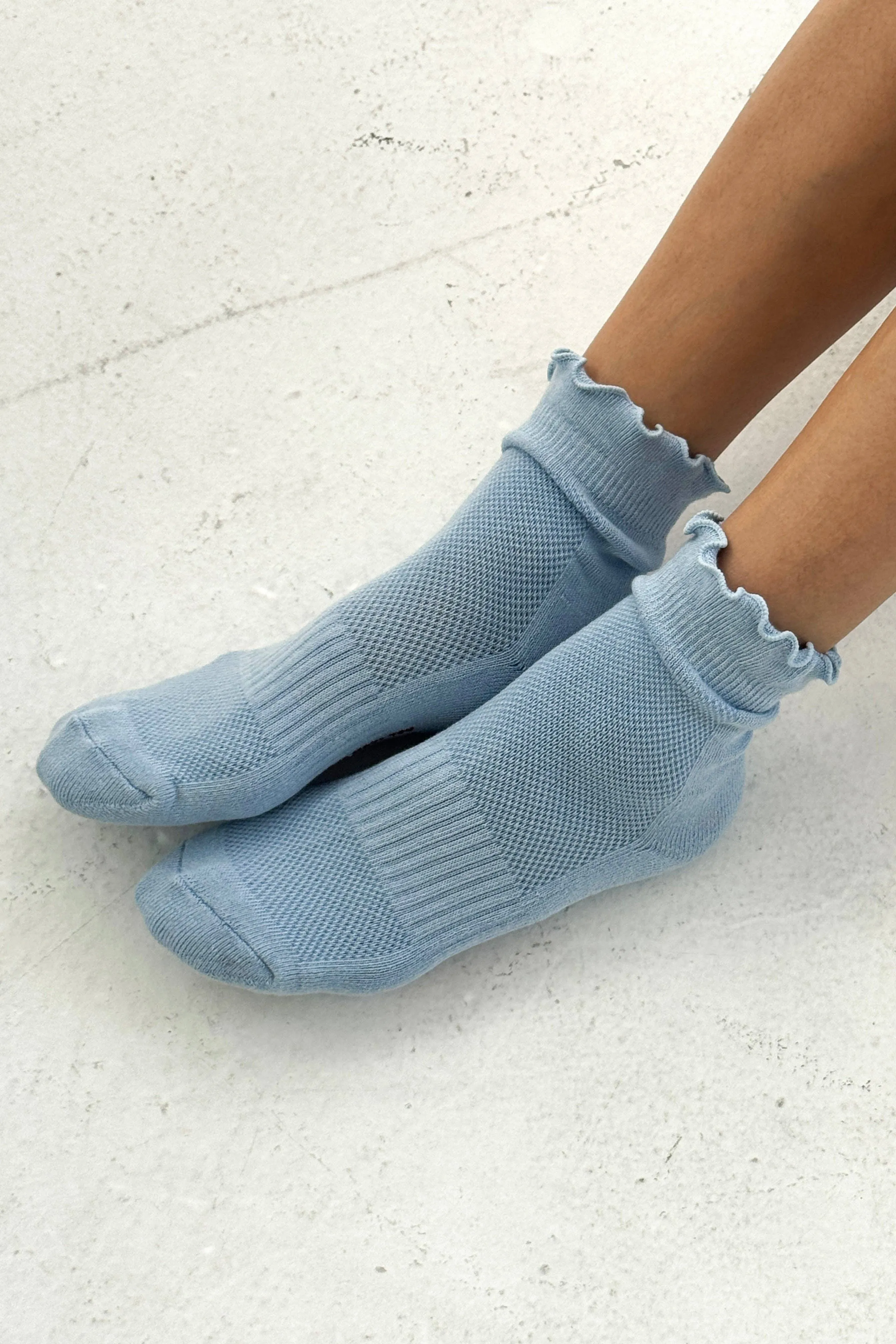 Le Bon Shoppe | Ruffled Hugger Crew Socks - Periwinkle / Red sold by Fort product image thumbnail 4