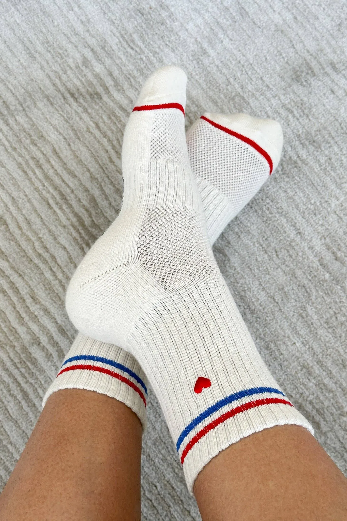 Le Bon Shoppe | Embroidered Boyfriend Socks - Parchment + Heart sold by Fort product image thumbnail 4