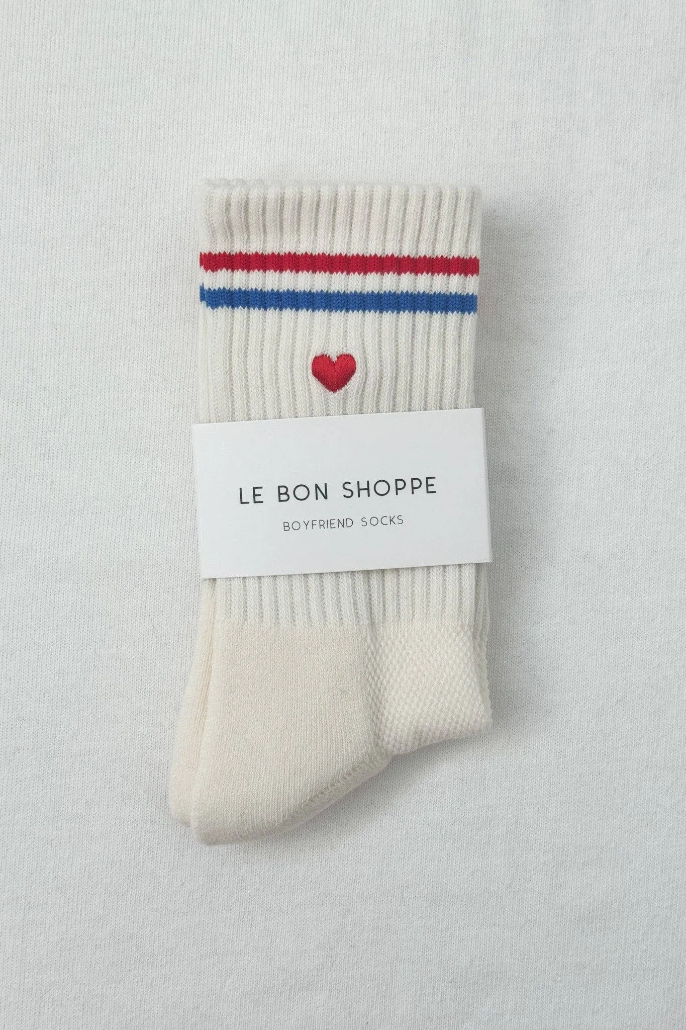 Le Bon Shoppe | Embroidered Boyfriend Socks - Parchment + Heart sold by Fort product image thumbnail 5