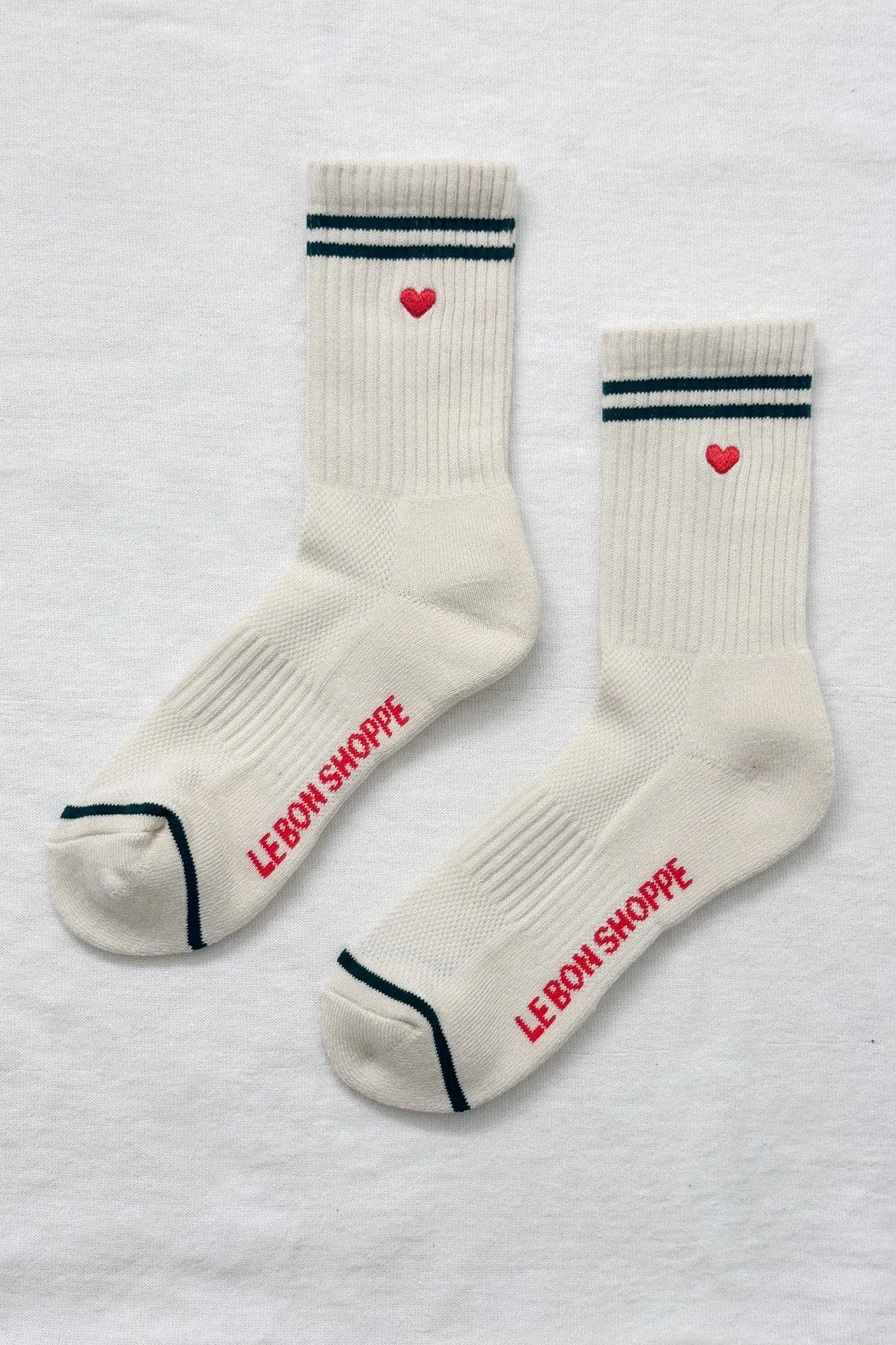 Le Bon Shoppe | Embroidered Boyfriend Socks - Parchment + Heart sold by Fort product image thumbnail 2