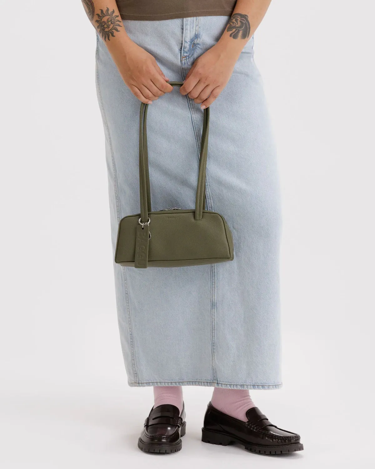 Baggu | Small Recycled Leather Bowler Bag - Loden sold by Fort