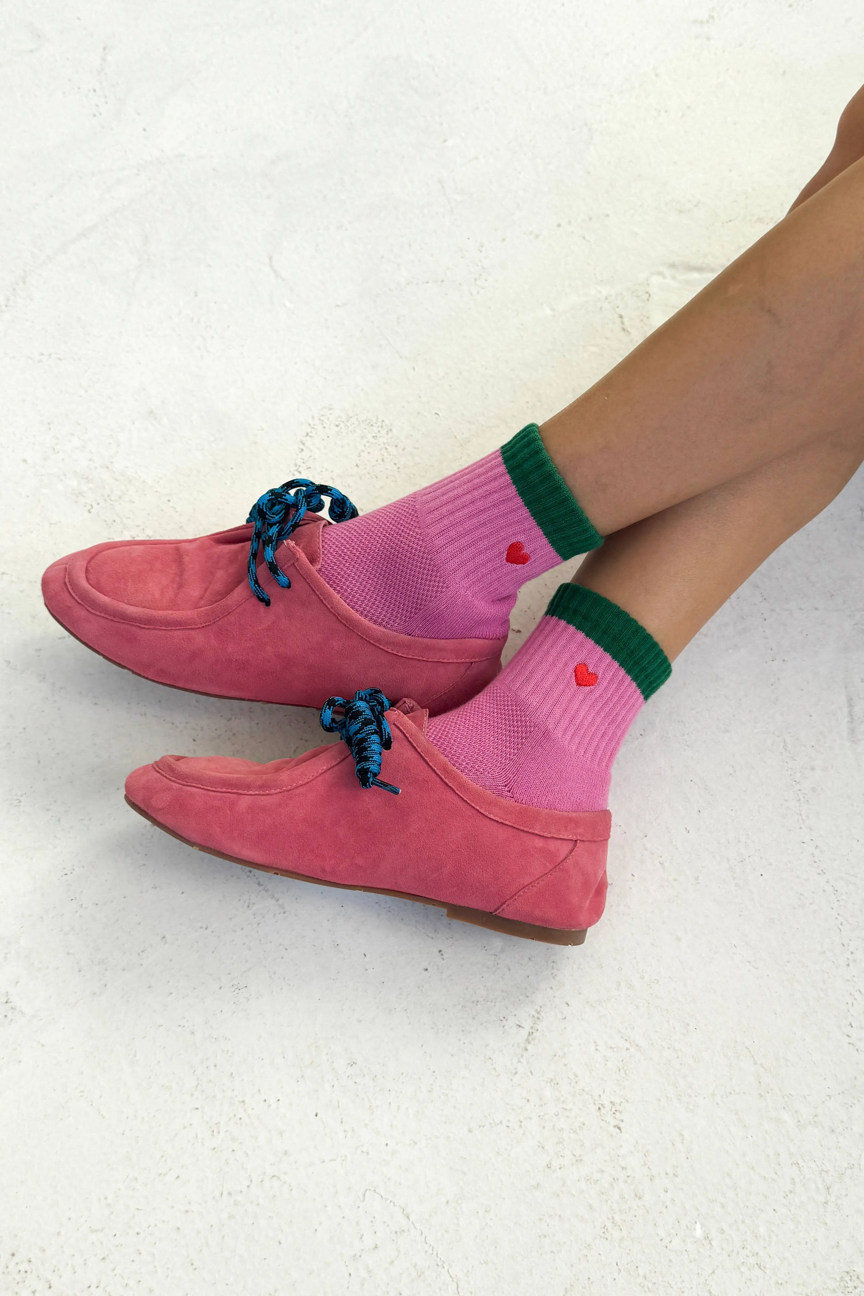 Le Bon Shoppe | Embroidered Color Block Girlfriend Socks - Rose / Green + Heart sold by Fort product image thumbnail 3