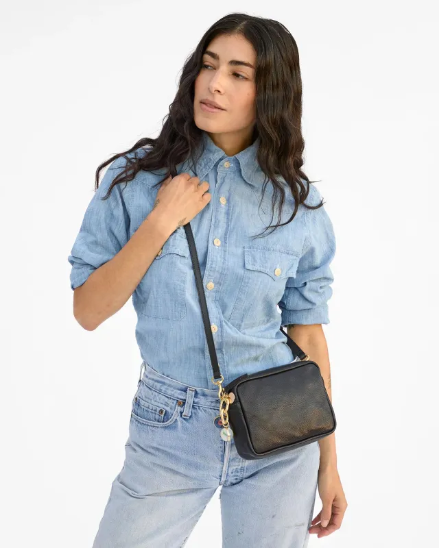 Clare V. | Midi Sac - Petit Caviar - Black made by Clare Vivier