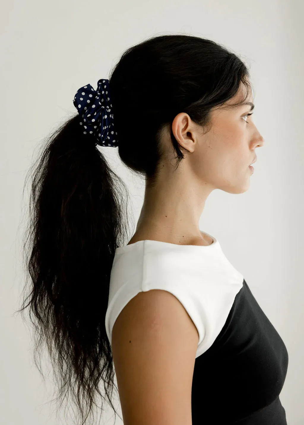 A Bronze Age | Oversized Cotton Scrunchie - Navy Polkadot sold by Fort