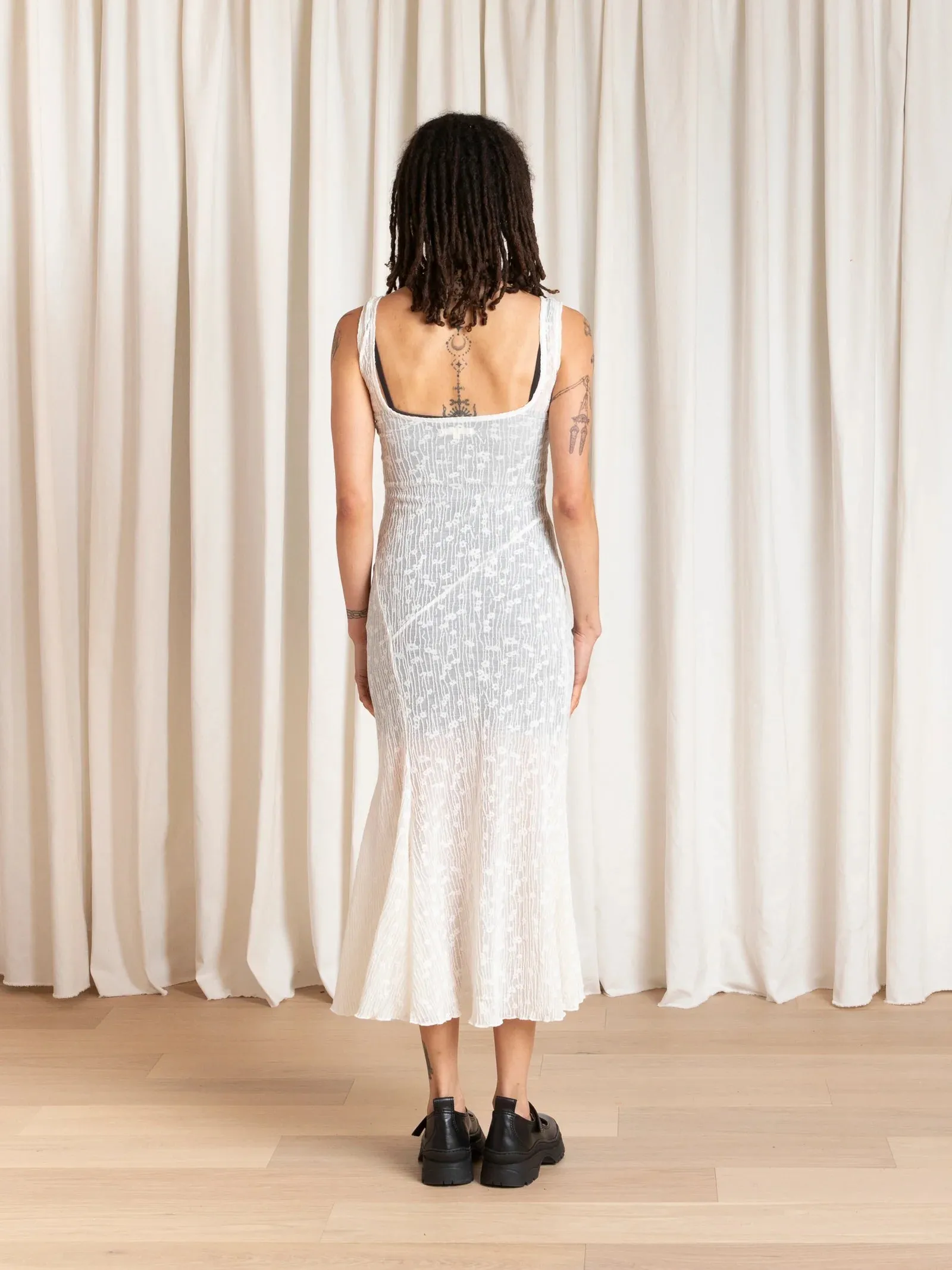 Ali Golden | Tank Dress with Astmetrical Hem - Cream Flower sold by Fort product image thumbnail 2