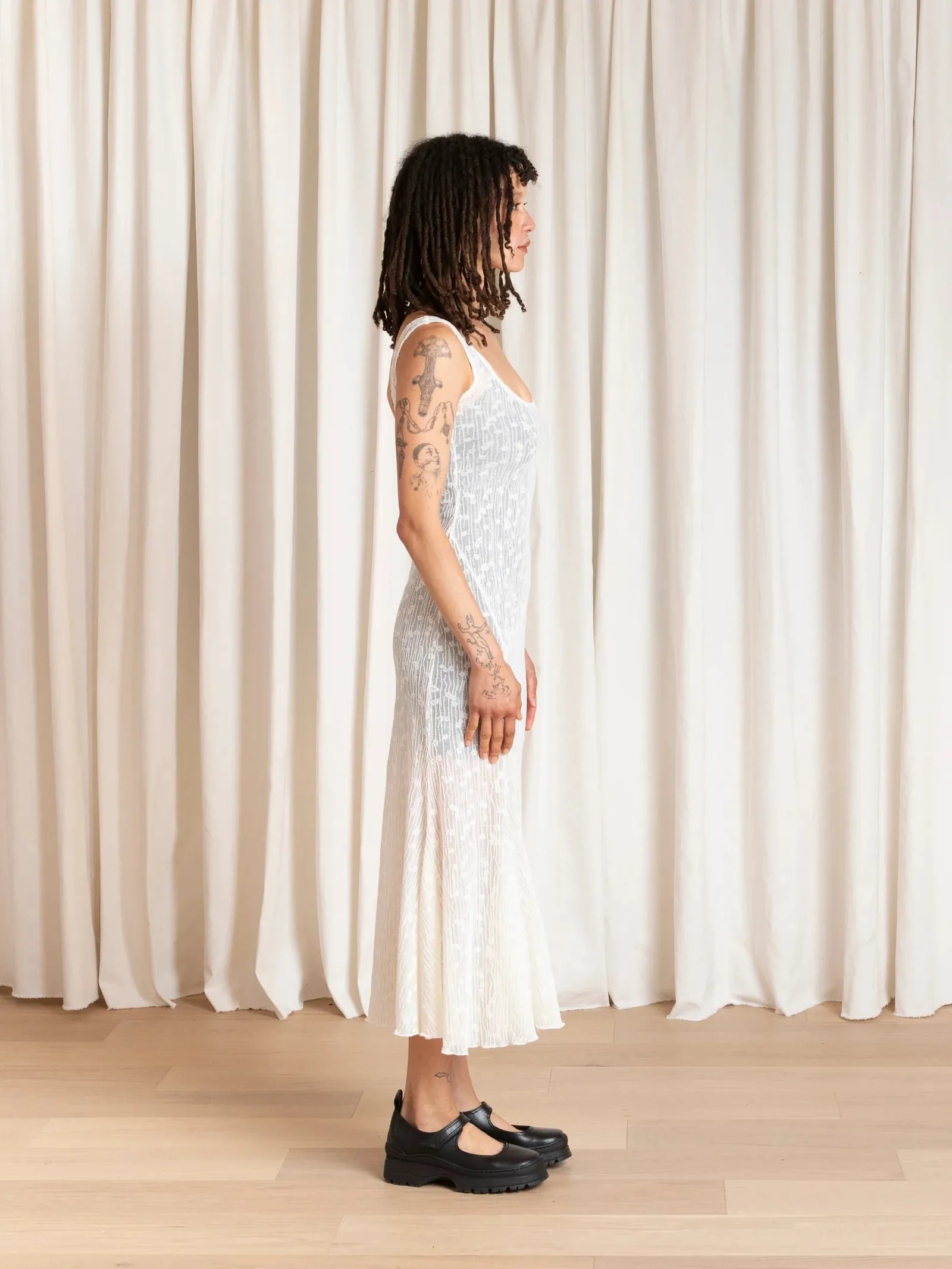 Ali Golden | Tank Dress with Astmetrical Hem - Cream Flower sold by Fort product image thumbnail 3