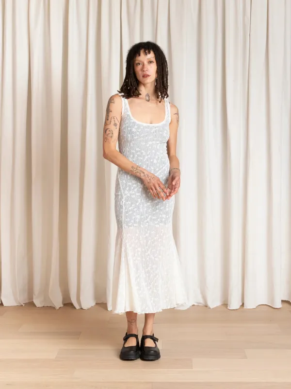 Ali Golden | Tank Dress with Astmetrical Hem - Cream Flower made by Ali Golden