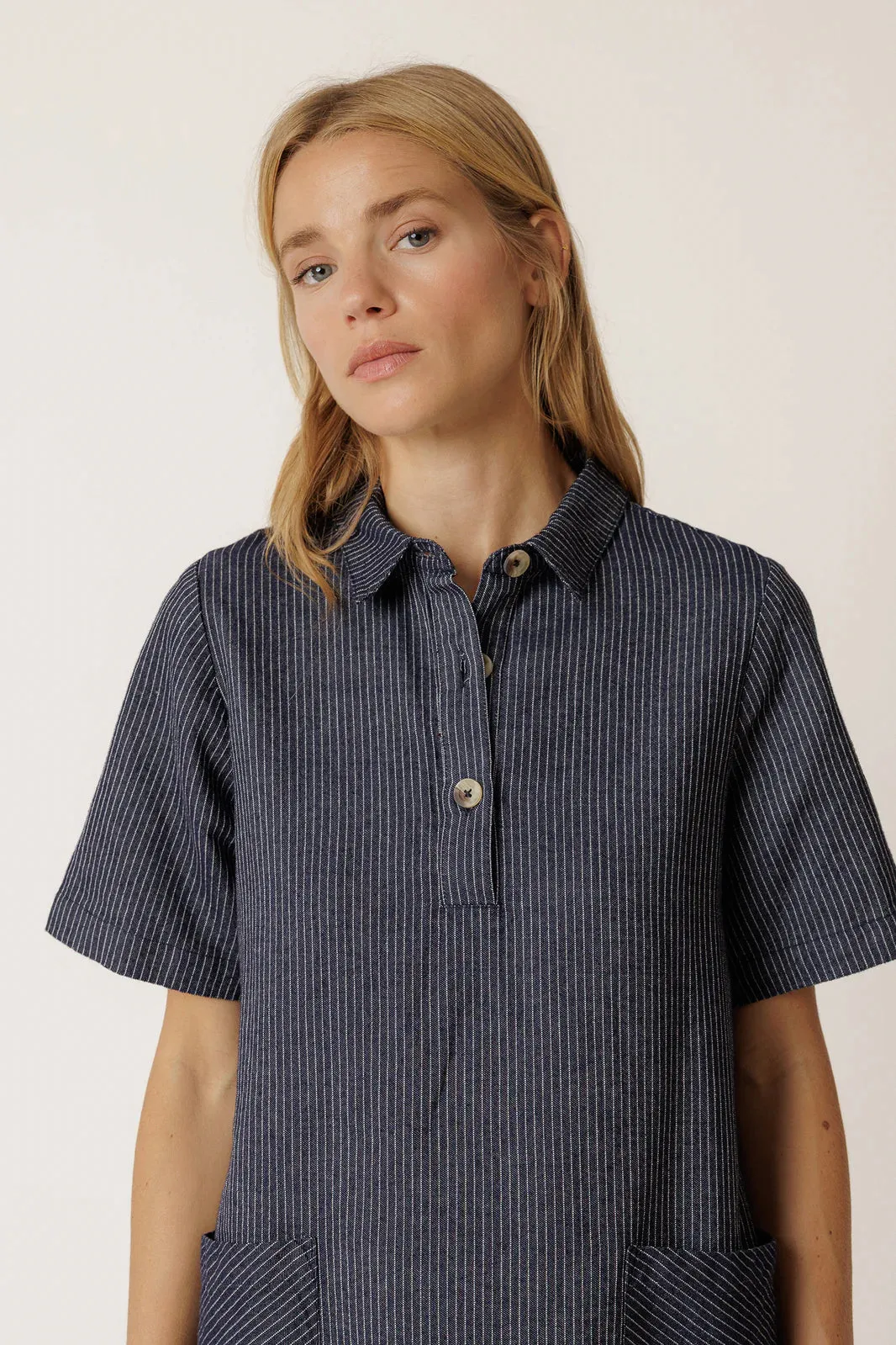 Indi + Cold | Polo-Collar Dress - Indigo Blue sold by Fort product image thumbnail 2