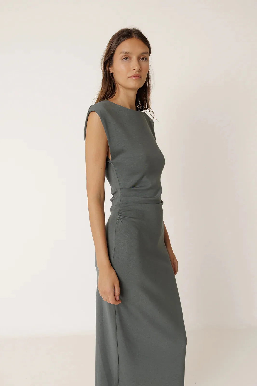Indi + Cold | Fitted Pleated Dress -Anthracite sold by Fort product image thumbnail 5