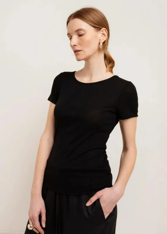Paper Label | Echo Sheer T-Shirt - Black made by PAPER LABEL