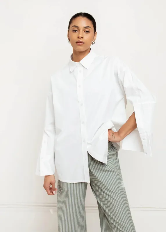 Paper Label | Tanzi Placket Shirt - Bright White made by PAPER LABEL