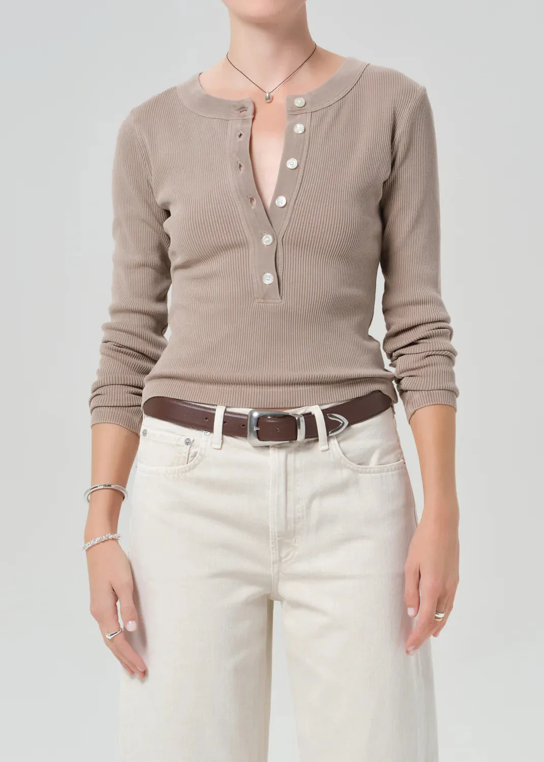 Citizens of Humanity | Nali Short Sleeve Henley - Sandatlas sold by Fort