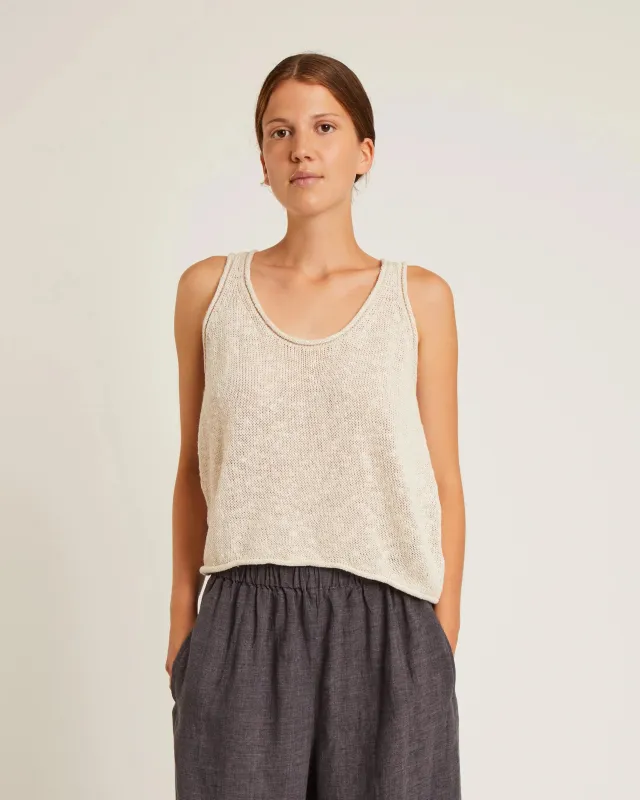 Naïf | Stina Linen and Silk Blend Knit Camisole - Sky Blue made by NAIF