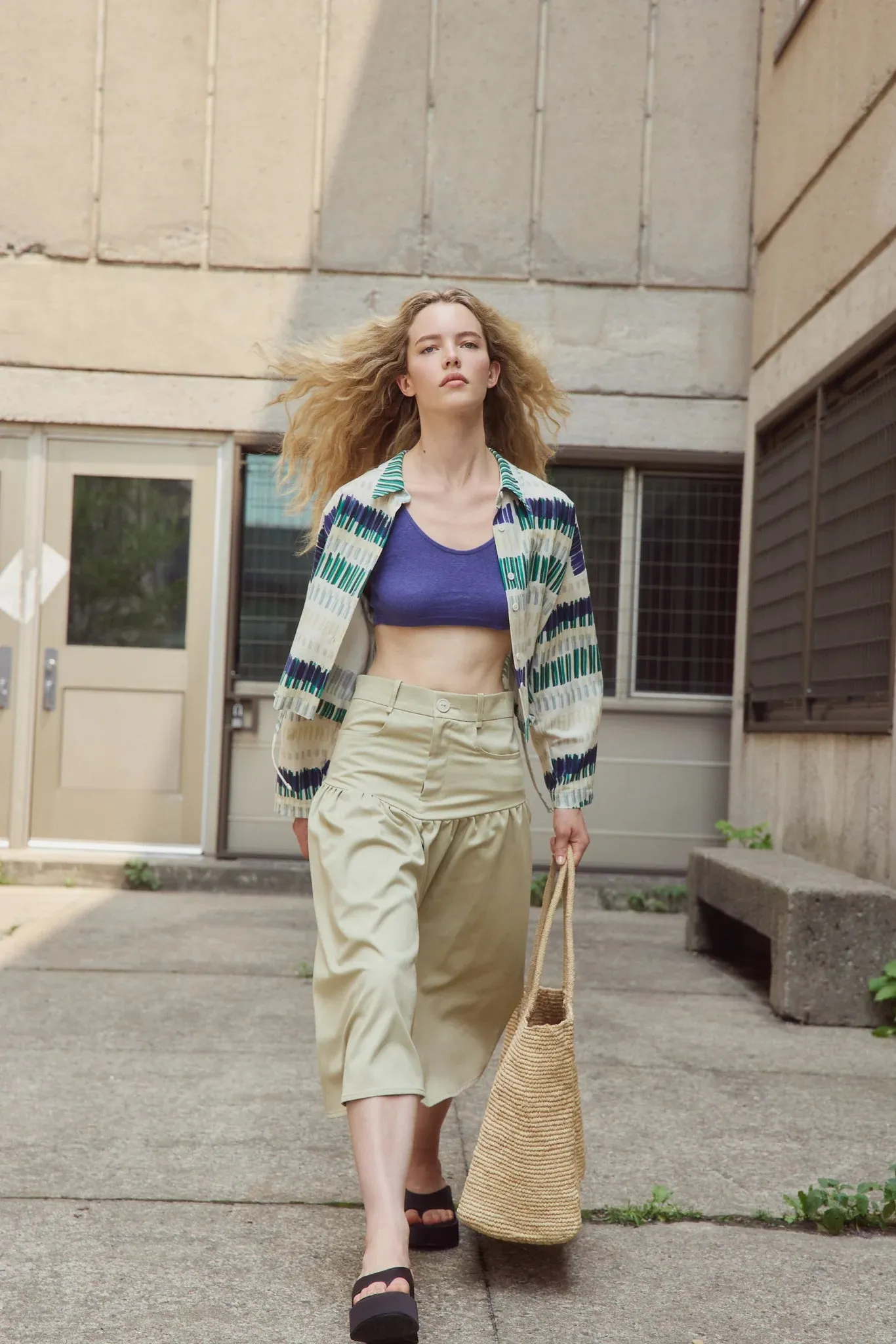 Eve Gravel | Peyton Shirt - Butter Green Lines sold by Fort product image thumbnail 2