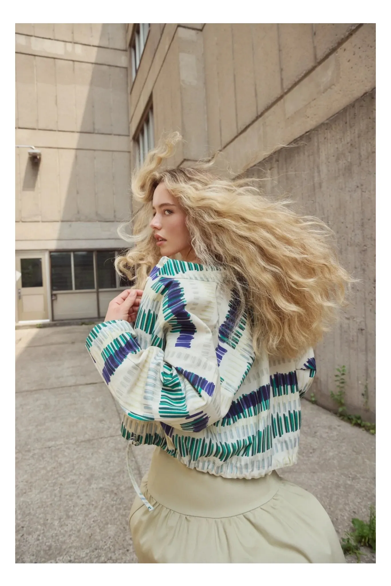 Eve Gravel | Peyton Shirt - Butter Green Lines sold by Fort