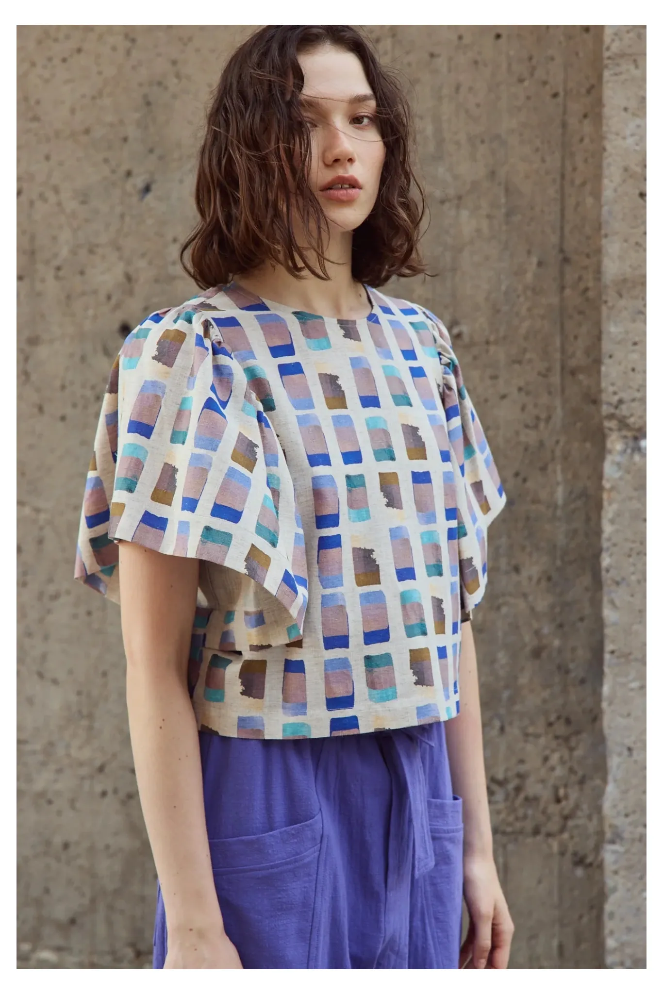 Eve Gravel | Debbie Top - Blue Gold sold by Fort