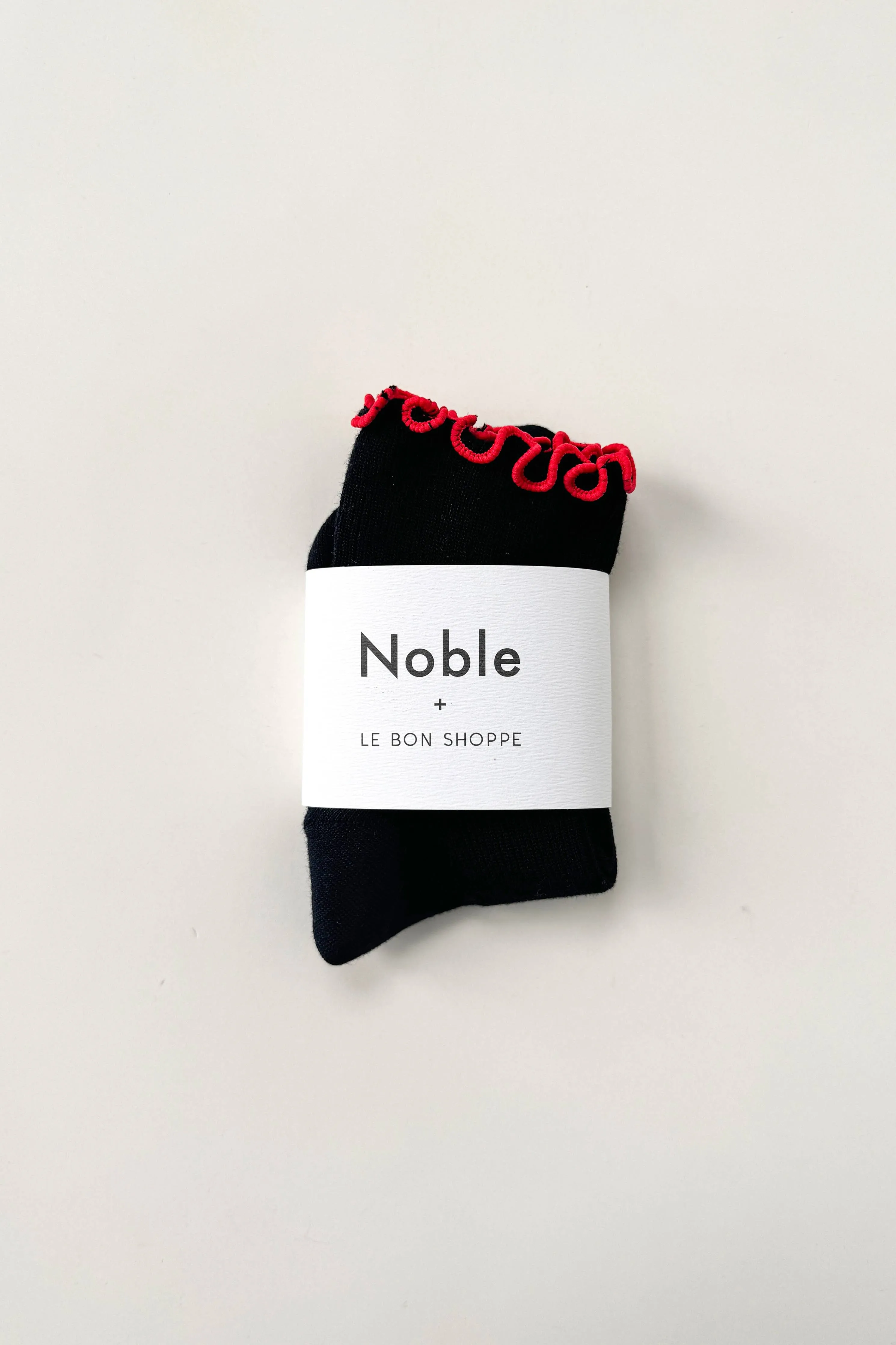 Le Bon Shoppe | The Petite Ruffled Modal Socks - Black/ Red sold by Fort product image thumbnail 5