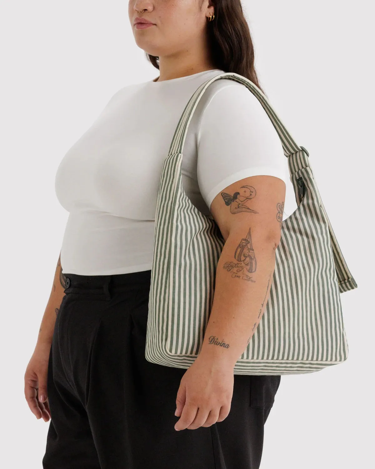 Baggu | Nylon Shoulder Bag - Sage Stripe sold by Fort product image thumbnail 2