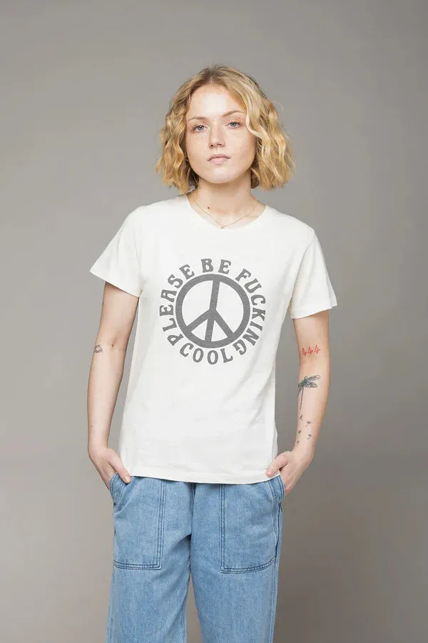 Jungmaven | Please Be F***ing Cool Lorel Tee - Washed White - Unisex sold by Fort product image thumbnail 2