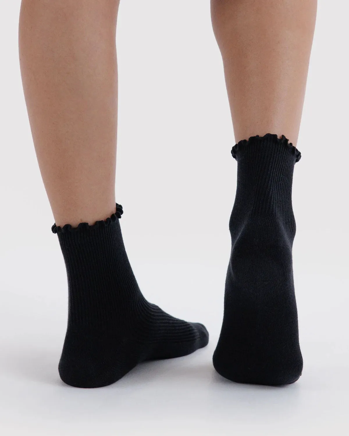 Baggu | Crew Socks - Lettuce Edge Sock Set of 2 - Black sold by Fort product image thumbnail 2