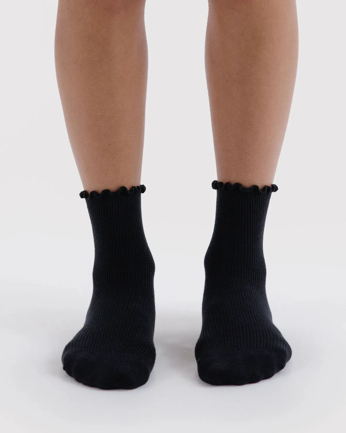Baggu | Crew Socks - Lettuce Edge Sock Set of 2 - Black sold by Fort product image thumbnail 3