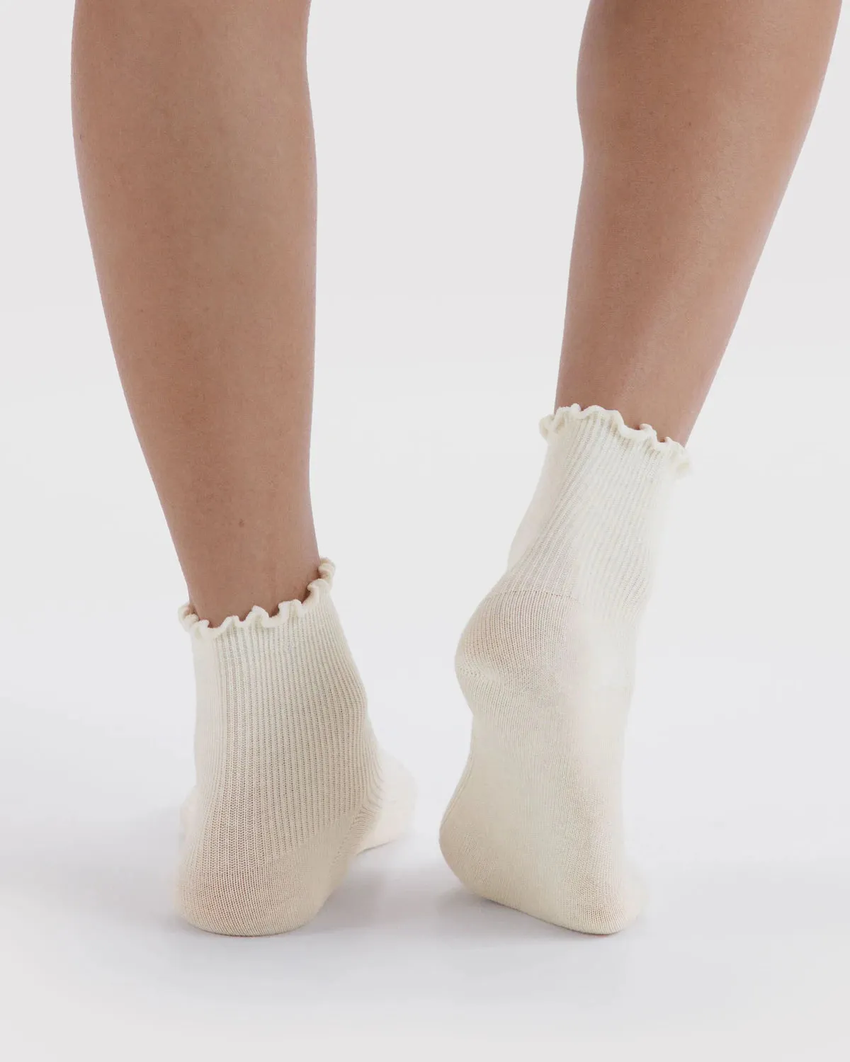 Baggu | Crew Socks - Lettuce Edge Sock Set of 2 - White sold by Fort product image thumbnail 3
